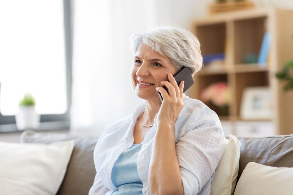 Grandmother talking on the phone